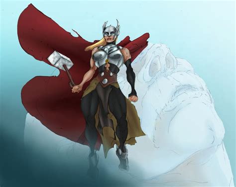 Female Thor Vs Frost Giant By Selkirk Colors By Carol Colors