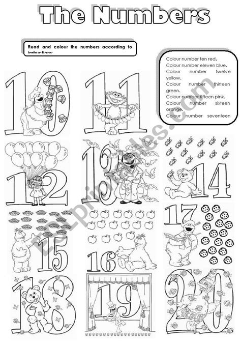 Numbers And Colours Ii Esl Worksheet By Serennablack