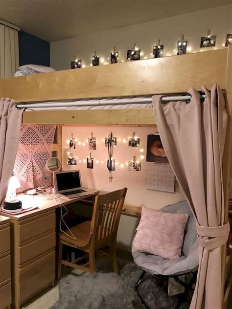 College Dorm Room Ideas For Lofted Beds