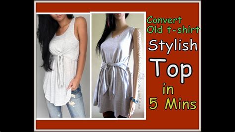 Convert Old T Shirt To Stylish Sexy Top In Just 5 Mins Recycle T Shirts Diy Youtube