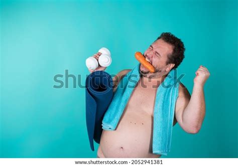 Diet Healthy Lifestyle Funny Fat Man Stock Photo 2052941381 Shutterstock