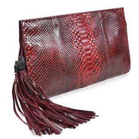 Gucci Red Snakeskin Exotic Leather Envelope Evening Flap Clutch Bag For