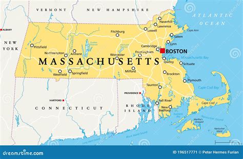 Massachusetts Map Political Map Of Massachusetts With Boundaries In