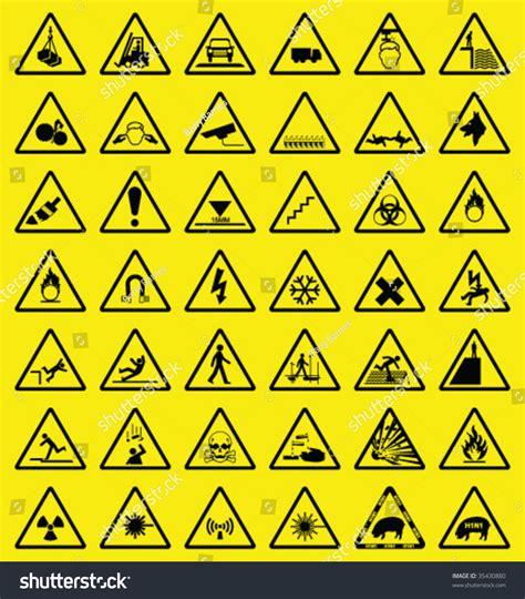 Hazard Warning Sign Collection All Signs Individually Layered Stock