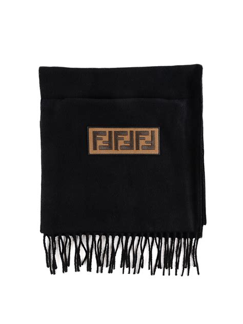 Scarves Fendi Logo Embroidered Pocketed Wool Scarf Fxs A Dqa