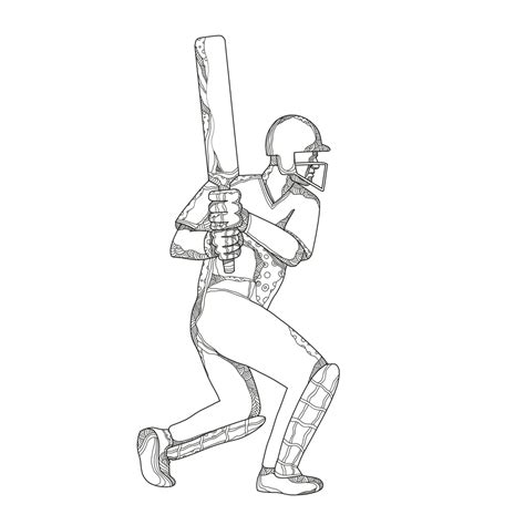 Cricket Batsman Batting Doodle Art On Behance