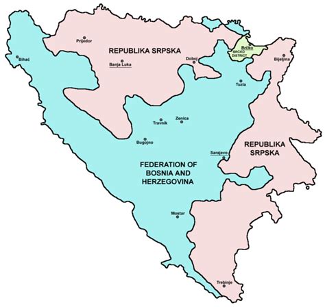 Map Bih Entitiesbosnia And Herzegovina Consists Of The Federation Of