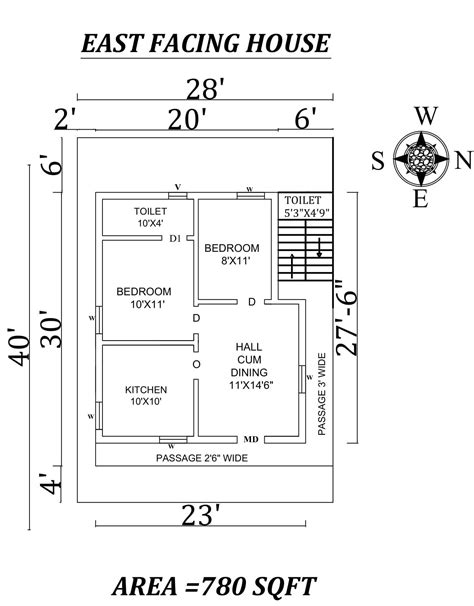 28x40 The Perfect 2bhk East Facing House Plan Layout As Per Vastu