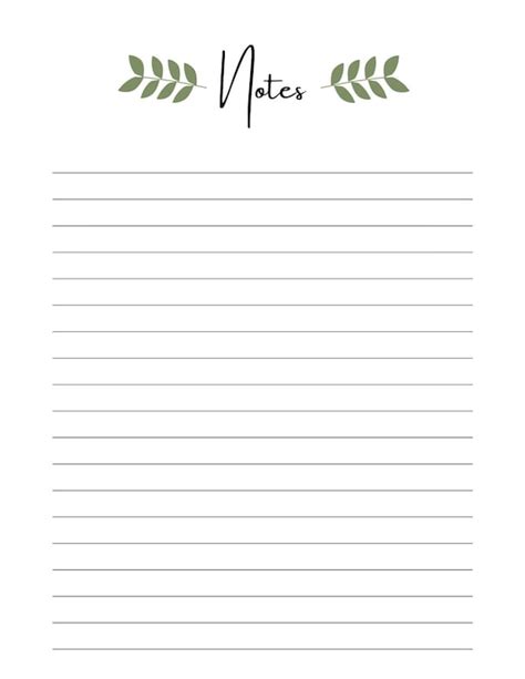 Notes Page Printable Printable Page For Notes Lined Note Etsy