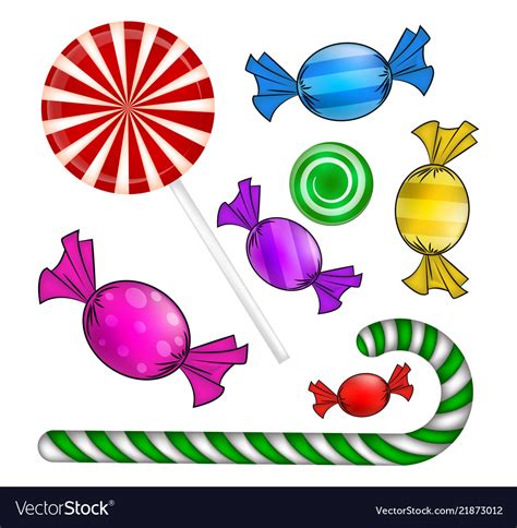 Christmas candy set colorful wrapped sweet Vector Image