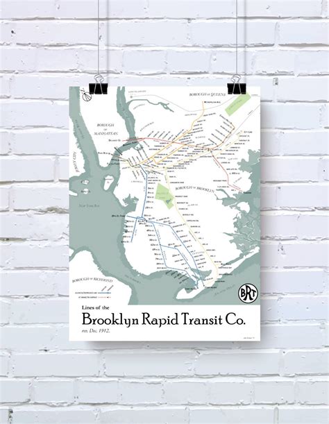 Brooklyn Rapid Transit Map Print 1912 53 Studio