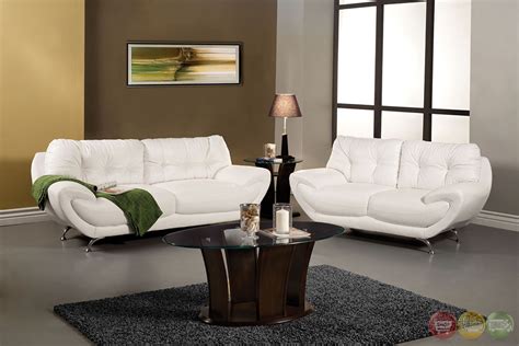 Volos Modern White Living Room Set With Rounded Edges Sm6083