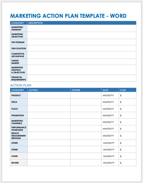 Free Microsoft Word Action Plan Templates Smartsheet