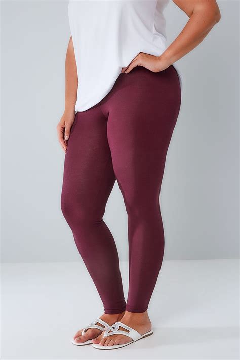 berry viscose elastane leggings with elasticated waist plus size 16 to 36