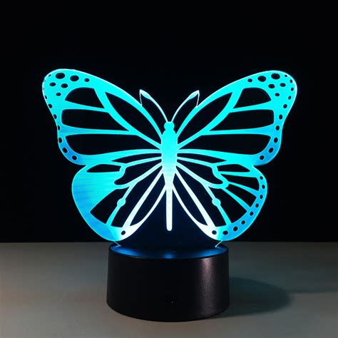 Butterfly LED Bedroom Night Light Acrylic 3D Lamp 7 Colors Changing