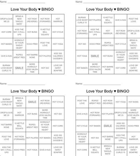 Love Your Body Bingo Wordmint