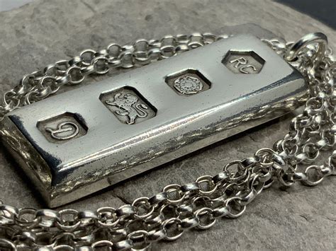 Vintage Sterling Silver Ingot Pendant Necklace Etsy