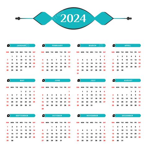 Jahreskalender 2024 Mit Geometrischem Design In Grün Und Schwarz Vektor