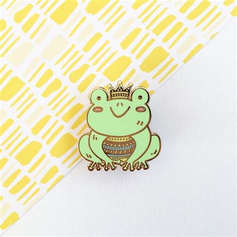 Frog Prince Hard Enamel Kawaii Accessories Cute Enamel Etsy