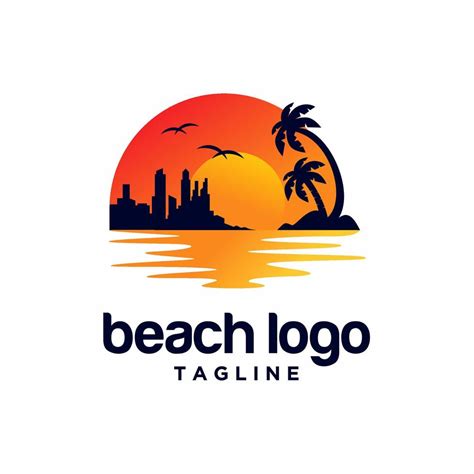 Beach Sunset Logo Design Vector Illustration 6753219 Vector Art At Vecteezy