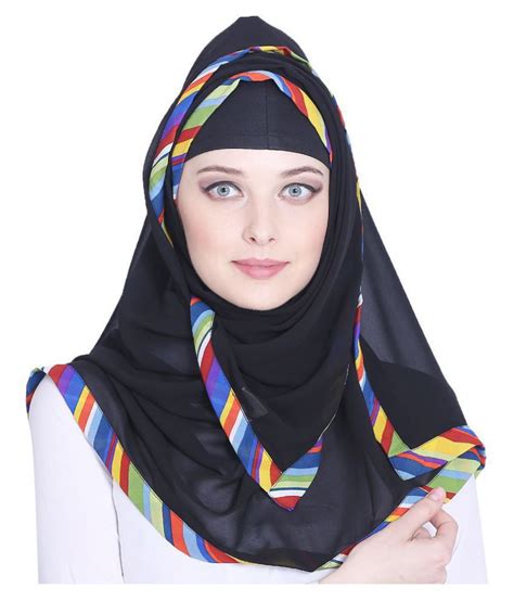 Momin Libas Black Georgette Semi Stitched Hijab Price In India Buy
