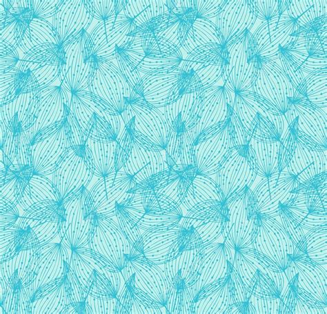 Floral Seamless Pattern Turquoise Linear Background With Leaves