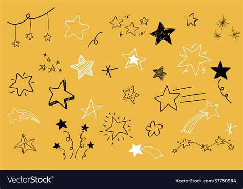 Hand Drawn Stars Collection Royalty Free Vector Image