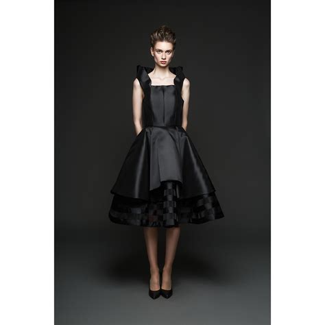 Made To Order Black Tiered Dress Women From Fashion