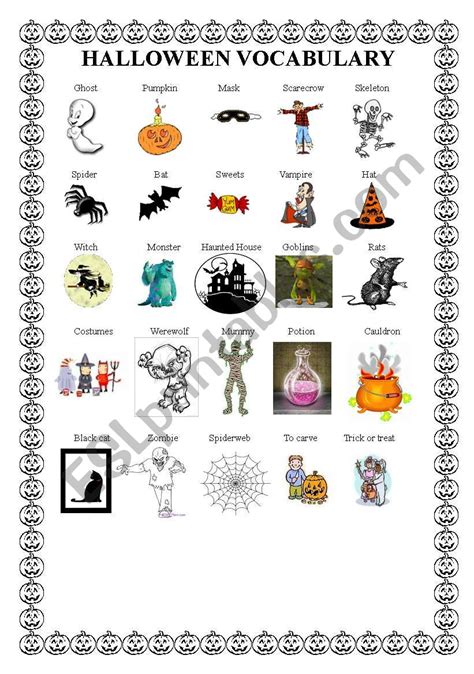 Halloween Vocabulary Esl Worksheet By Lucyah