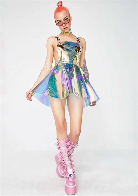 Space Gurl Hologram Overall Dress Rave Fashion Overall Dress Fashion