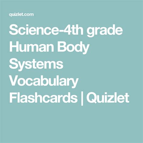 Science 4th Grade Human Body Systems Vocabulary Flashcards Quizlet