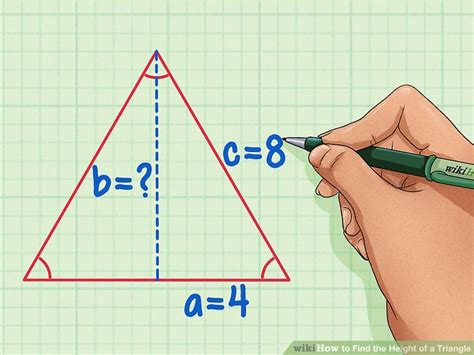Lets say two angles of the triangle are b=30 and c=60 and the common side length a= 5 so to apply the above formula we need third angle of the triangle. 3 Ways to Find the Height of a Triangle - wikiHow