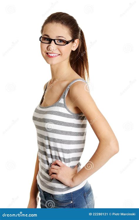 Beautiful Female Teen With Glasses On Her Face Stock Image Image Of Glamour Face 22280121