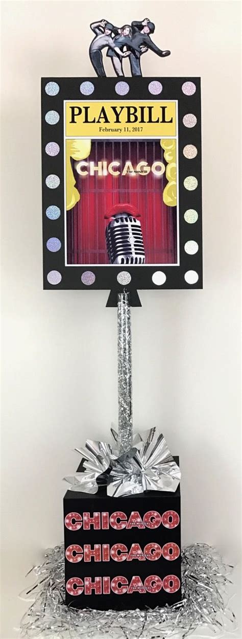 No matter how small or large the party is, the possibilities we can offer are endless. Two sided Broadway playbill table centerpiece with a photo ...