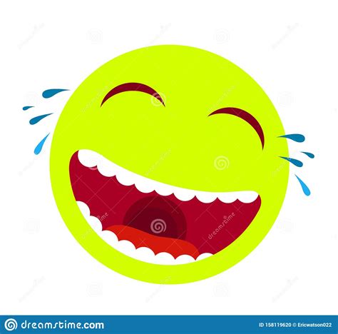 Laughing Smiley Emoticon Vector. Cartoon Happy Face With Laughing Mouth ...