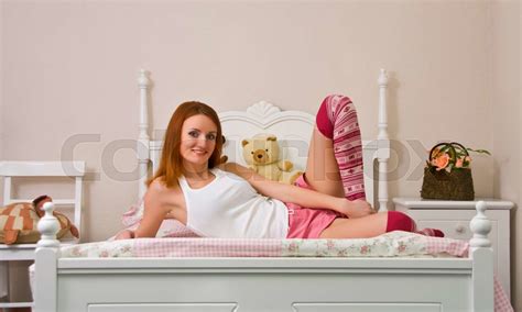 Teen On Bed Stock Image Colourbox