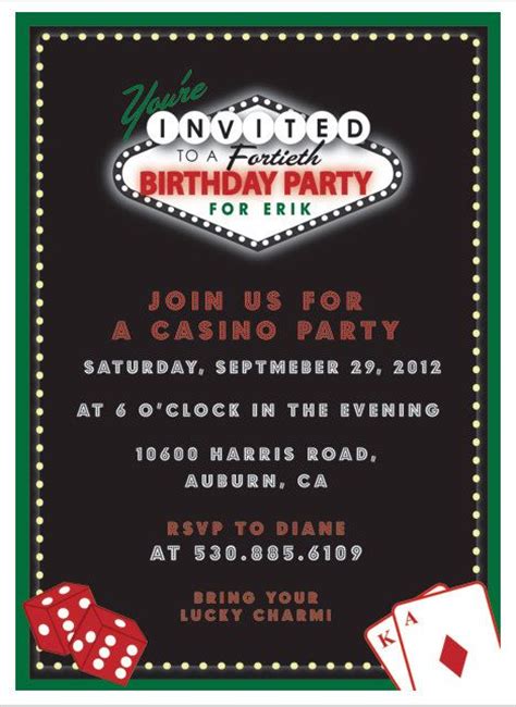 casino birthdasy party invitation printable