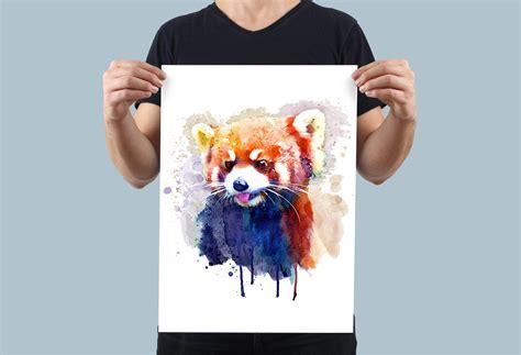 Cute Red Panda Watercolor Painting Instant Download Red And Etsy