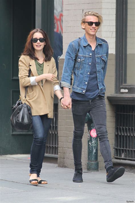 Lily Collins Jamie Campbell Bower Wear Matching Skinny Jeans In New