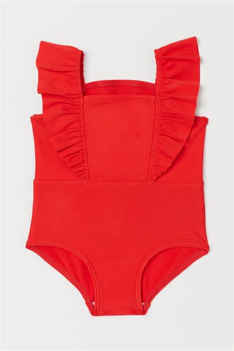 Flounce Trimmed Swimsuit Bright Red Kids Handm Us In 2021