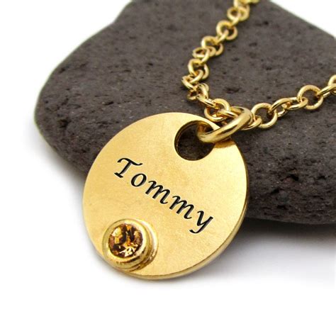 Name Birthstone Necklace Personalized Mommy Necklace Gold