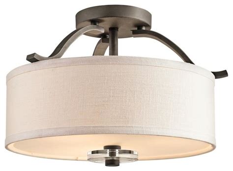 Ceiling flush mount lights usually have a hard or soft shade that may help to diffuse the light. Kichler-3 Light Olde Bronze Drum Shade Semi-Flush Mount ...