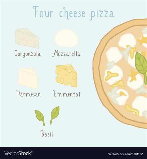 Four Cheese Pizza Ingredients Royalty Free Vector Image