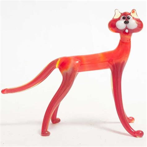 Red Cat Glass Figure Glass Figurines Red Cat Small Figurines