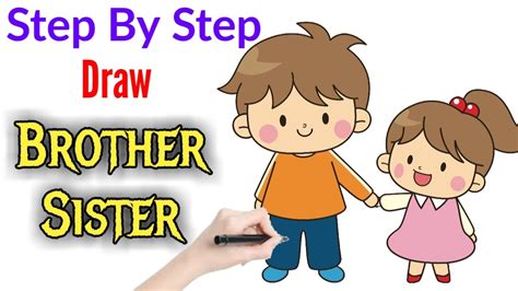 How To Draw Brother And Sister Drawing Kids Garden Youtube
