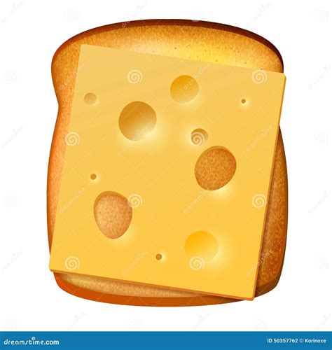 Toasted Bread With Slice Of Cheese Stock Vector Image 50357762