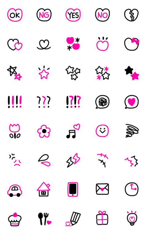 Simple Pink And Black Emoji Line Emoji Line Store Cute Small