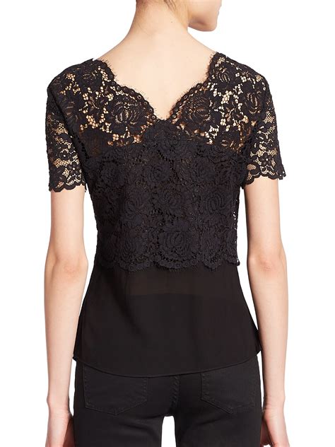Lyst The Kooples Lace Bodice Top In Black