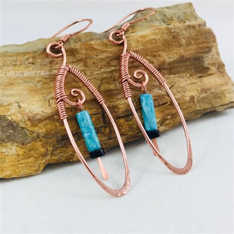 Copper Wire Wrapped Earrings Diy Wire Jewelry Handmade Jewelry