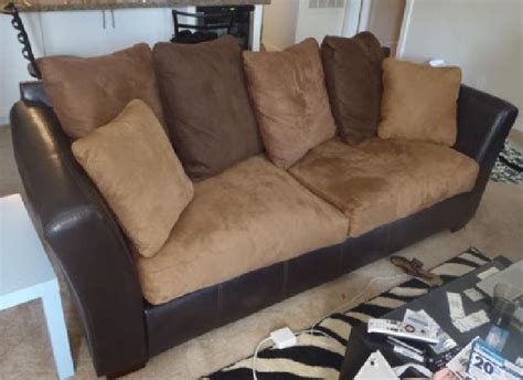 300 Ashley Furniture Leather And Suede Sofa Couch Brown For Sale In